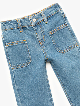 Pamuklu Cep Detaylı Denim Pantolon