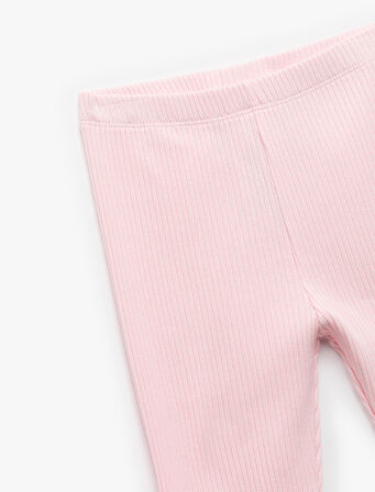 Pamuklu Beli Lastikli Ribanalı Basic Uzun Tayt