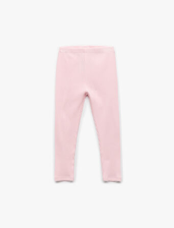 Pamuklu Beli Lastikli Ribanalı Basic Uzun Tayt