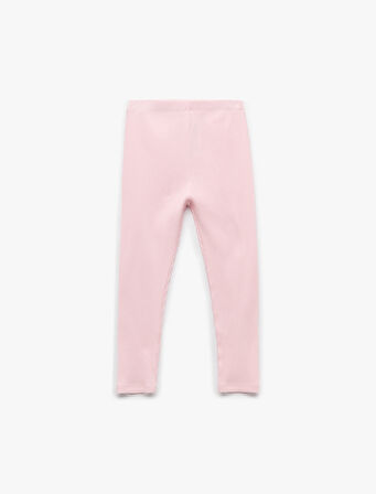 Pamuklu Beli Lastikli Ribanalı Basic Uzun Tayt