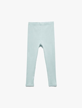 Pamuklu Beli Lastikli Ribanalı Basic Uzun Tayt