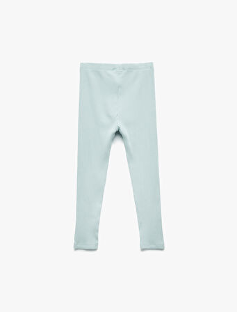 Pamuklu Beli Lastikli Ribanalı Basic Uzun Tayt