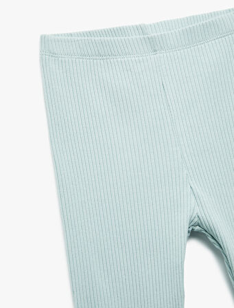 Pamuklu Beli Lastikli Ribanalı Basic Uzun Tayt