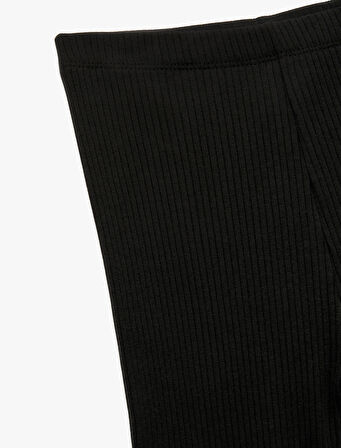 Pamuklu Beli Lastikli Ribanalı Basic Uzun Tayt