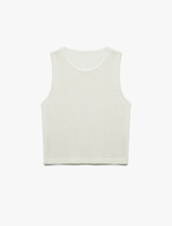 Pul Payet İşlemeli Bisiklet Yaka Kolsuz Triko Atlet