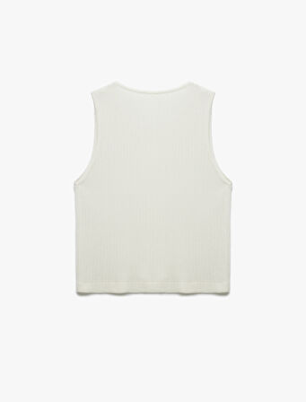 Pul Payet İşlemeli Bisiklet Yaka Kolsuz Triko Atlet