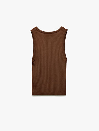 Derin Yuvarlak Yaka Kolsuz Triko Atlet