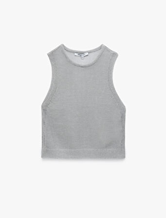 Viskon Bisiklet Yaka Triko Kolsuz Tişört