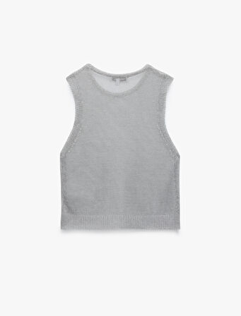 Viskon Bisiklet Yaka Triko Kolsuz Tişört