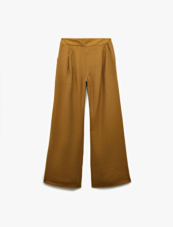 Modal Kumaş Cepli Geniş Paça Palazzo Pantolon