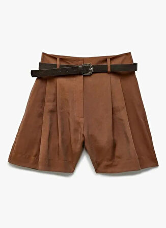 Koton Normal Bel Regular Fit Kahve Kadın Şort 5SAK40092EW