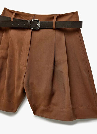 Koton Normal Bel Regular Fit Kahve Kadın Şort 5SAK40092EW