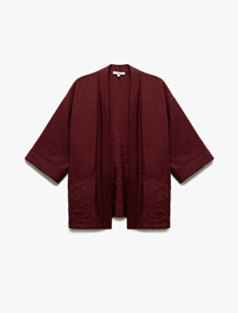 Modal Kumaş Cepli 3/4 Geniş Kollu Kimono