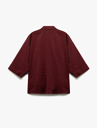 Modal Kumaş Cepli 3/4 Geniş Kollu Kimono