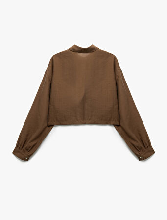 Kapaklı Cep Detaylı Modal Kumaş Uzun Kollu Klasik Yaka Gömlek