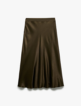 Standart Bel Kloş Midi Saten Etek