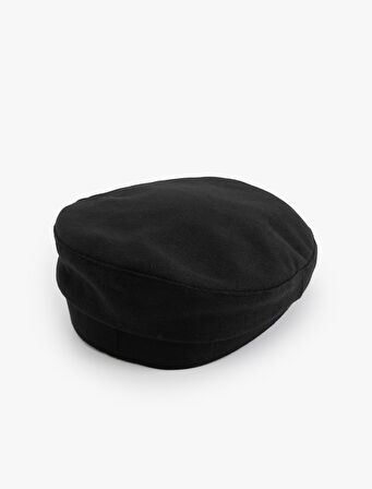 Suni Deri Detaylı Kasket Şapka