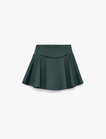 Yüksek Bel Rahat Kalıp Scuba Mini Spor Şort Etek