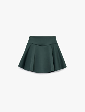 Yüksek Bel Rahat Kalıp Scuba Mini Spor Şort Etek