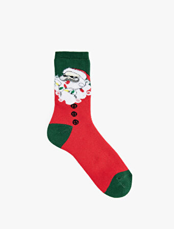 Renk Bloklu Pamuklu Havlu Soket Yılbaşı Çorabı