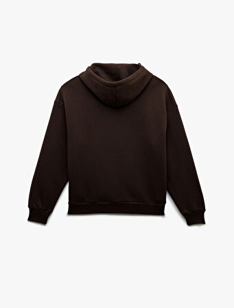 Şardonlu Uzun Kollu Kapüşonlu Kanguru Cepli Oversize Fermuarlı Sweatshirt