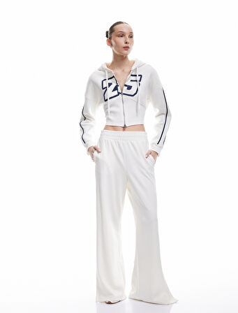 Şardonlu Fermuarlı Korse Detaylı Baskılı Kapüşonlu Sweatshirt