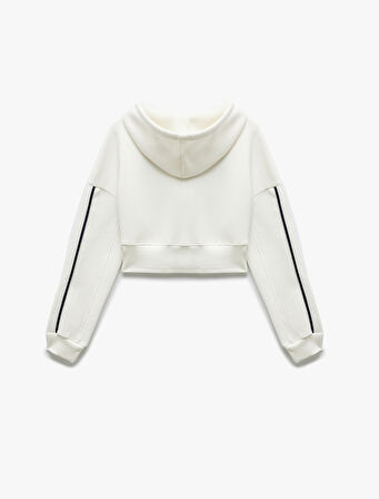 Şardonlu Fermuarlı Korse Detaylı Baskılı Kapüşonlu Sweatshirt