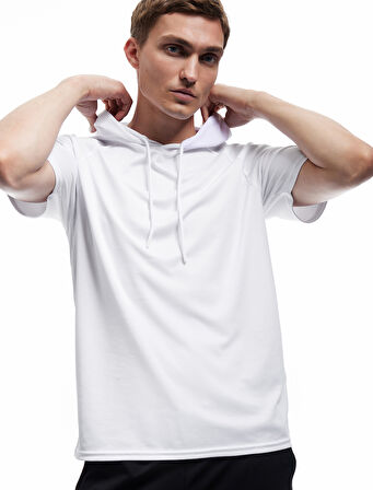 Kısa Kollu Kapşonlu Oversize Spor Tişört