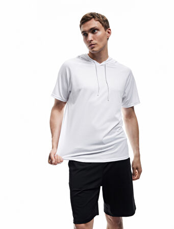 Kısa Kollu Kapşonlu Oversize Spor Tişört