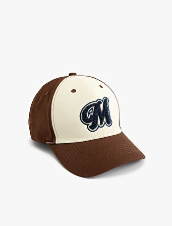 Pamuklu Kumaş Detaylı Renk Kontrastlı Kep Şapka