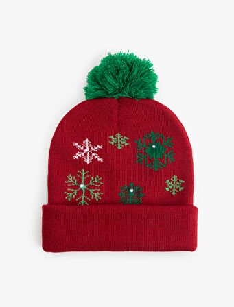 Yılbaşı Temalı Ponponlu Bere