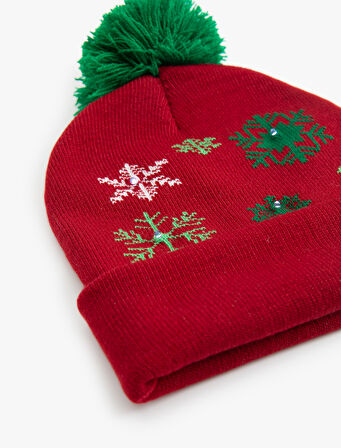 Yılbaşı Temalı Ponponlu Bere