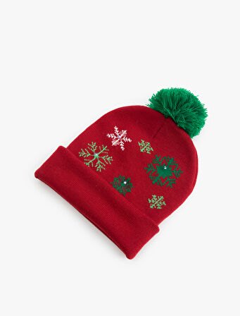 Yılbaşı Temalı Ponponlu Bere