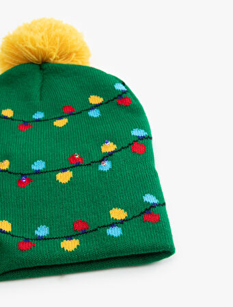 Yılbaşı Temalı Ponponlu Bere