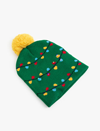 Yılbaşı Temalı Ponponlu Bere