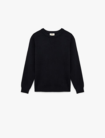 Viskon Karışımlı Uzun Kollu Bisiklet Yaka Basic Triko Kazak