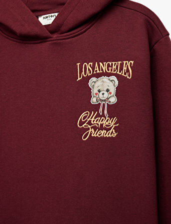 Pamuklu Uzun Kollu Baskılı Kapşonlu Sweatshirt