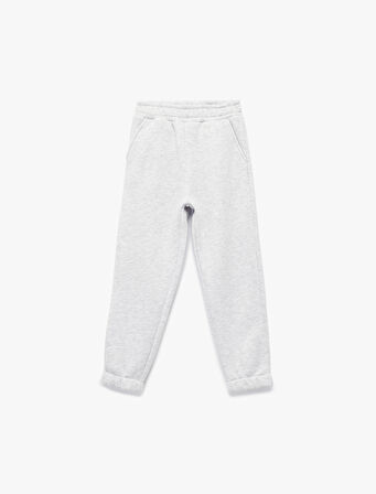 Şardonlu Beli Lastikli Baskılı Basic Jogger Eşofman Altı