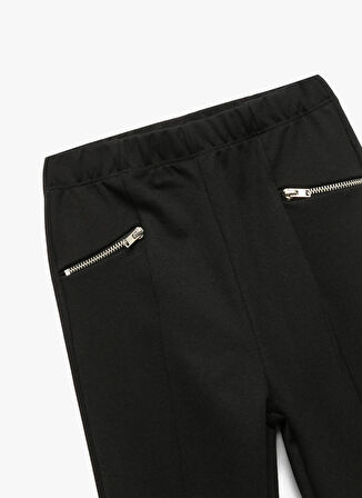 Koton Lastikli Bel İspanyol Paça Siyah Kız Çocuk Pantolon 6WKG40073AK