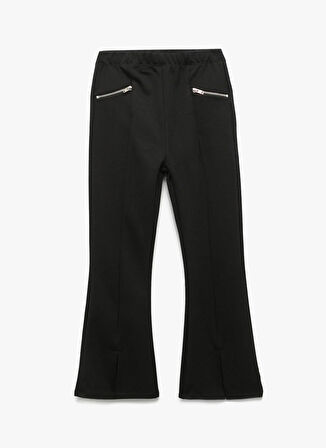 Koton Lastikli Bel İspanyol Paça Siyah Kız Çocuk Pantolon 6WKG40073AK