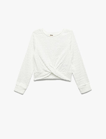 Uzun Kollu Bisiklet Yaka Crop Bluz