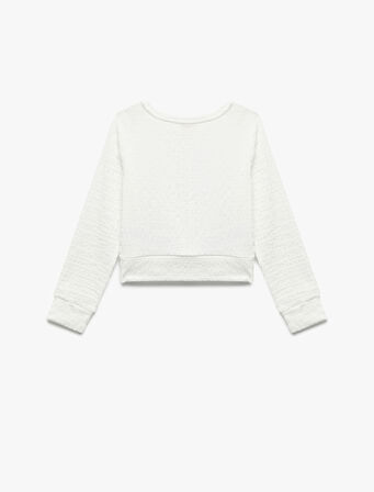 Uzun Kollu Bisiklet Yaka Crop Bluz