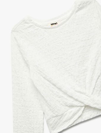 Uzun Kollu Bisiklet Yaka Crop Bluz