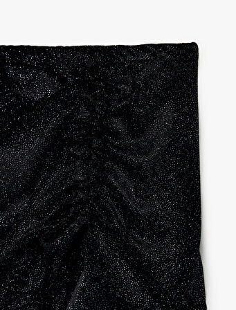 Beli Lastikli Drapeli Simli Fırfırlı Etek