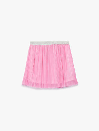 Pileli Beli Lastikli Astarlı Tütü Etek