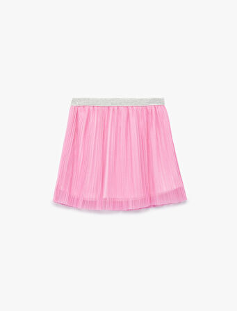 Pileli Beli Lastikli Astarlı Tütü Etek