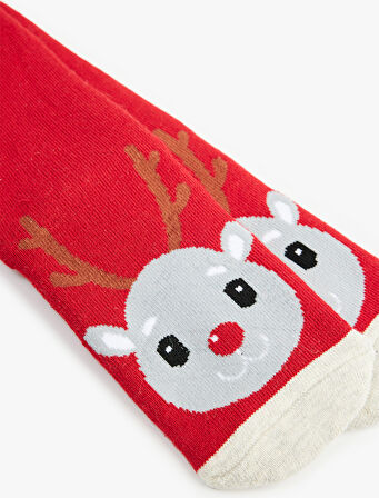 Geyik Detaylı Pamuklu Havlu Çorap 