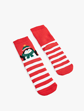 Penguen Detaylı Pamuklu Havlu Çorap 