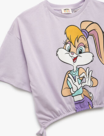 Lisanslı Lola Bunny Baskılı Büzgülü Kısa Kollu Tişört