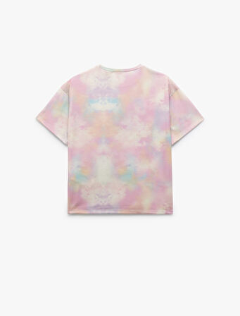 Lisanslı Stitch Baskılı Bisiklet Yaka Kısa Kollu Tişört